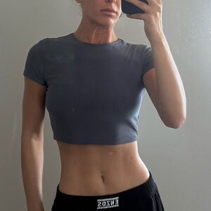 Timing Gray Short Sleeve Crop Top